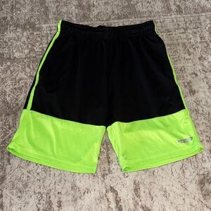 Hind Black and Neon Green Athletic Shorts